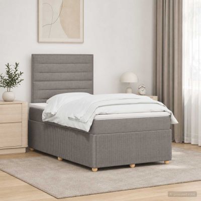 vidaXL LED boxspring posteľ s matracom Sivohnedá 120 x 190 cm Látka