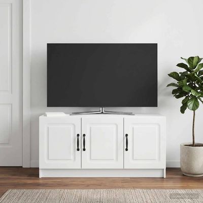 vidaXL TV skrinka Biela s vysokým leskom 99 x 34,5 x 47 cm