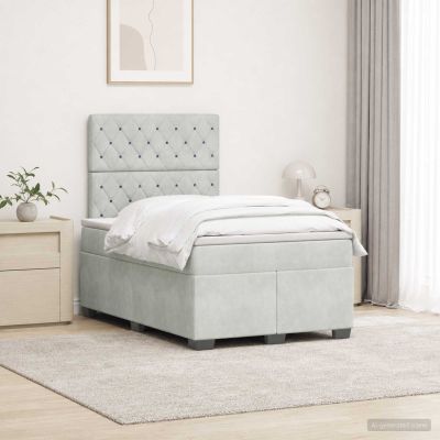 vidaXL Posteľ boxspring s matracom Svetlosivá 120 x 190 cm Zamat