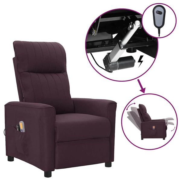 vidaXL Elektrické masážne kreslo fialové látka