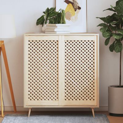vidaXL Dvere skrinky mriežkový dizajn 2 ks 49,5x99 cm masív borovica