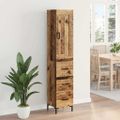 vidaXL Highboard Staré drevo 34,5 x 34 x 180 cm Kompozitné drevo