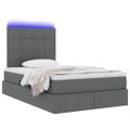 vidaXL LED úložná posteľ s matracom Tmavosivá 120 x 190 cm Látka