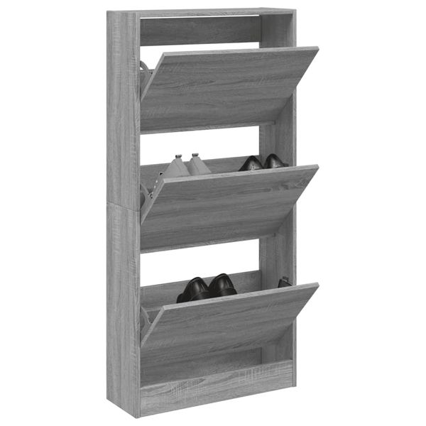 vidaXL Botník sivý dub sonoma 60x21x125,5 cm spracované drevo