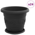 vidaXL Kvetináče 24 ks Čierna Ø 26 x 21.5 cm Plast