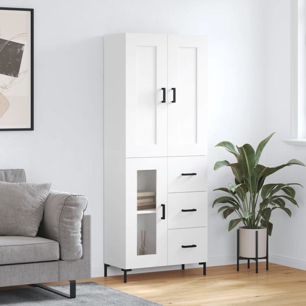 vidaXL Vysoká skrinka biela 69,5x34x180 cm spracované drevo
