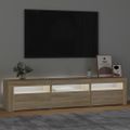 vidaXL TV skrinka s LED svetlami dub sonoma 180x35x40 cm
