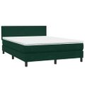 vidaXL Posteľný rám boxsping s matracom tmavozelený 140x220 cm zamat