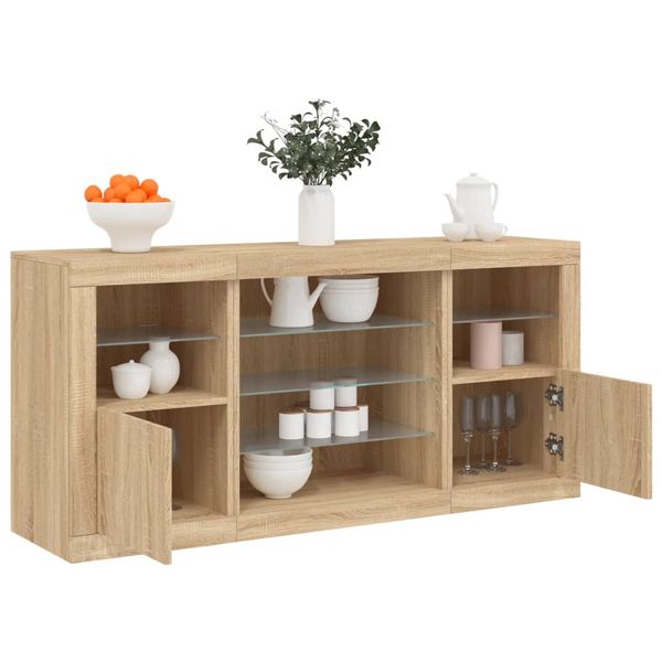 vidaXL Komoda s LED svetlami dub sonoma 142,5x37x67 cm