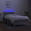 vidaXL Posteľ boxsping s matracom a LED bledosivá 90x200 cm látka