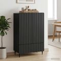 vidaXL Servírovacia skriňa Čierna 66 x 34,5 x 97 cm Kompozitné drevo
