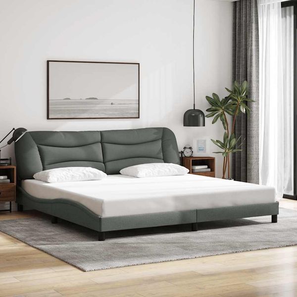 vidaXL Rám postele bez matraca Hvar tmavosivá 200x200 cm látka