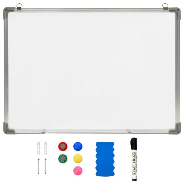 vidaXL Magnetická tabuľa stierateľná za sucha biela 70x50 cm oceľ