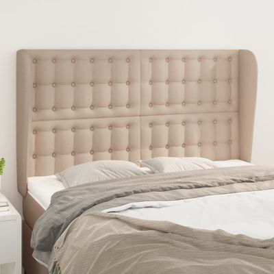 vidaXL Čelo postele so záhybmi kapučínové 147x23x118/128 cm umelá koža