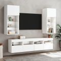 vidaXL TV nástenné skrinky s LED svetlami 2 ks biele 40x30x40 cm