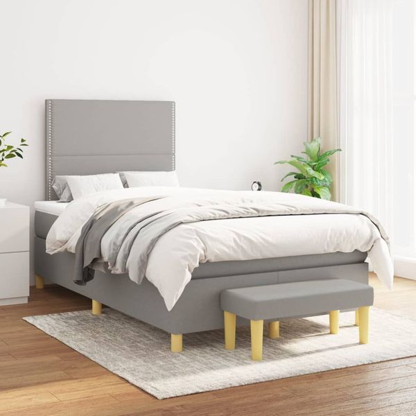 vidaXL Boxspring posteľ s matracom bledosivá 120x200 cm látka