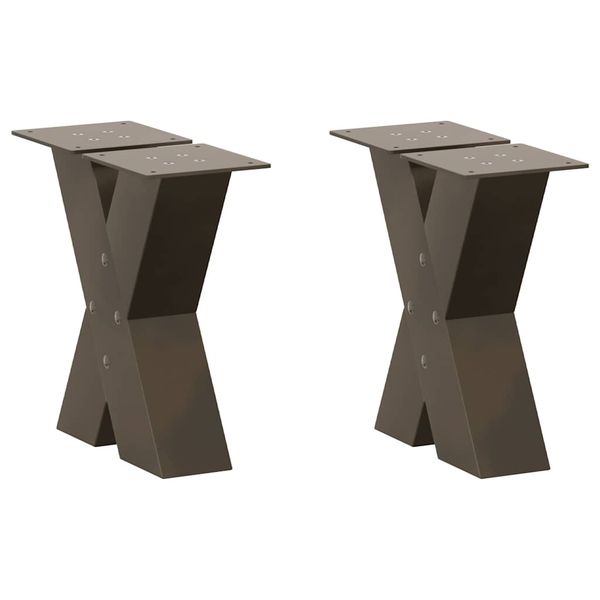 vidaXL Nohy konferenčného stolíka v tvare X, 2 ks, prírodná oceľ, 30 x (30-31) cm, oceľ