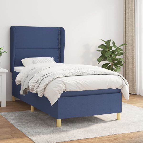 vidaXL Posteľný rám boxsping s matracom modrý 80x200 cm látka