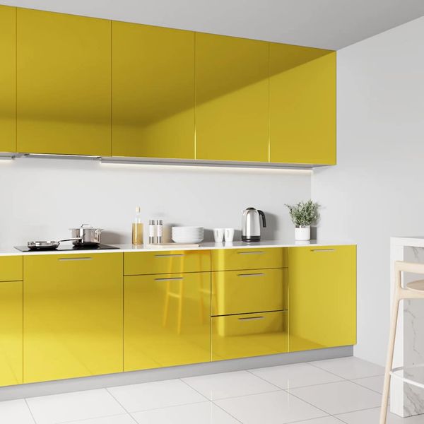 vidaXL Samolepiacia tapeta na nábytok lesklá zlatá 500x90 cm PVC