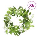 vidaXL Kvetinové girlandy 6 ks, biele 200 cm