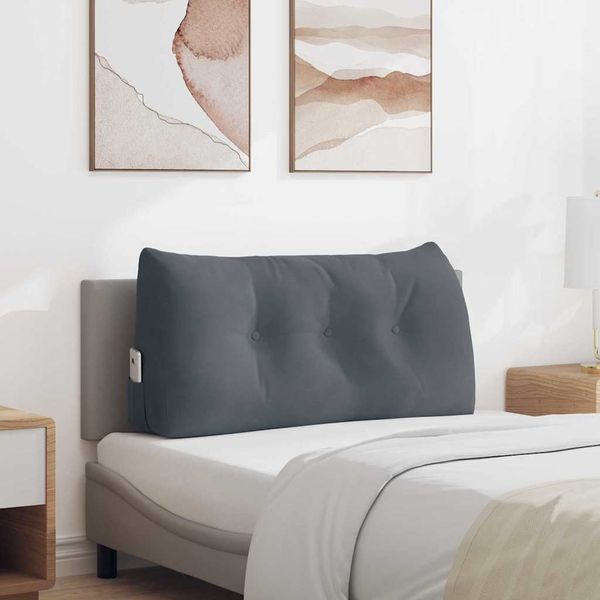 vidaXL Poduška na chrbát Tmavo šedá 100 x 24 x 50 cm Zamat