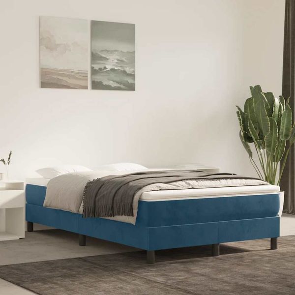 vidaXL Boxspring posteľ s matracom, tmavomodrá 120x190 cm, zamat