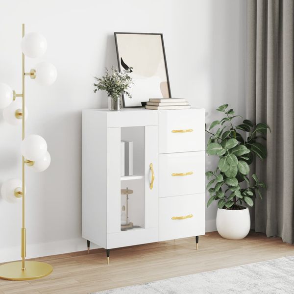 vidaXL Komoda lesklá biela 69,5x34x90 cm spracované drevo