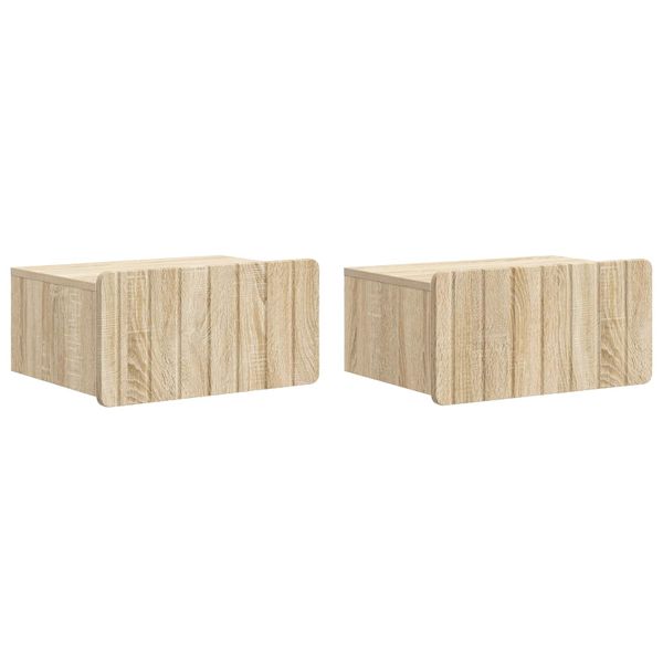vidaXL Nástenná nočná skrinka 2 pcs Dub sonoma 49 x 34,5 x 24 cm