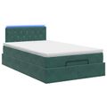 vidaXL Ottoman posteľ s matracom a LED Tmavozelená 120 x 190 cm Zamat