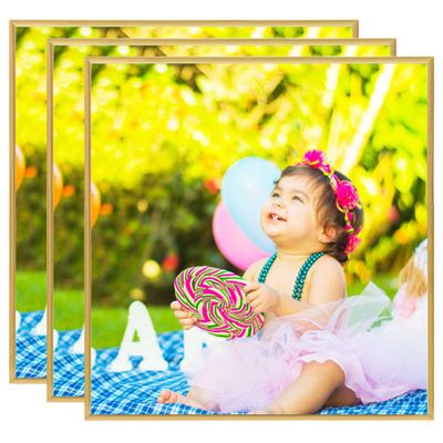 vidaXL Fotorámiky na stenu, koláž 3 ks, zlaté 50x50 cm, MDF