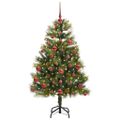 vidaXL Umelý vianočný stromček s pniškami Zelená 150 cm PVC a PE a kov