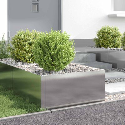 vidaXL Obrubník trávnika 4 ks 60 x 60 x 35 cm Oceľ Strieborná