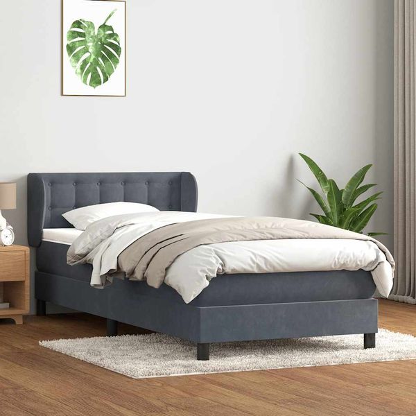 vidaXL Posteľný rám boxspring s matracom tmavosivý 100x210 cm zamat