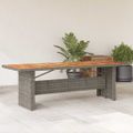 vidaXL Záhradný stôl s akáciovou doskou sivý 240x90x75 cm polyratan