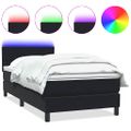 vidaXL Posteľný rám boxspring s matracom a LED čierny 90x220 cm zamat