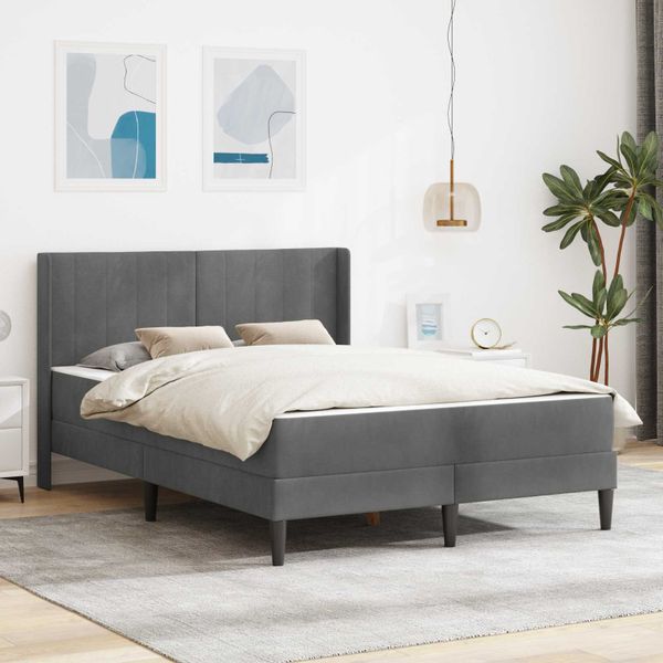 vidaXL Rám postele s matracom Tmavosivá 140 x 200 cm Zamat