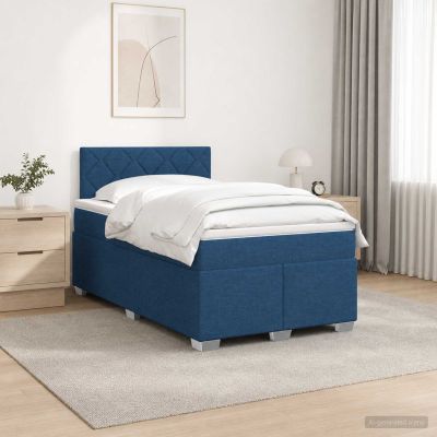 vidaXL Posteľ s boxspringom a matracom a LED Modrá 120 x 200 cm Látka