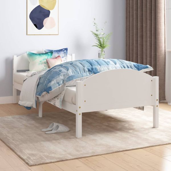 vidaXL Posteľný rám biely borovicový masív 100x200 cm