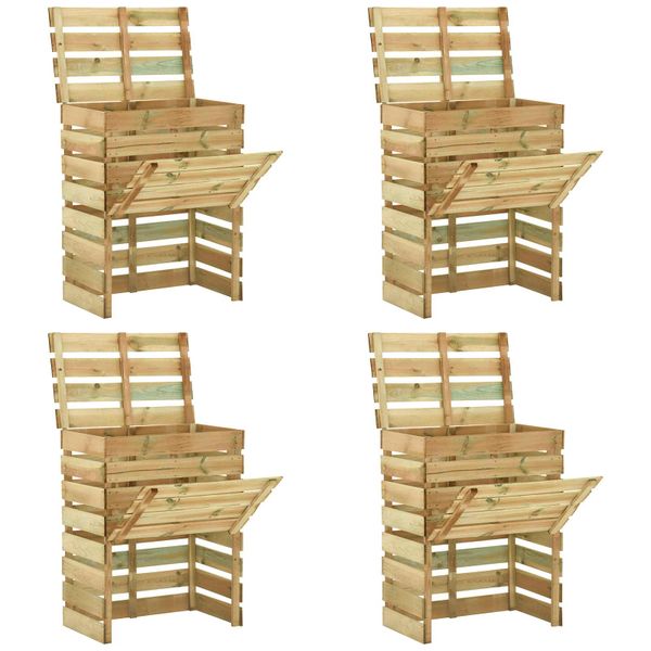 vidaXL Slatkový záhradný kompostér 4 pcs Zelená 110 x 58 x 113 cm
