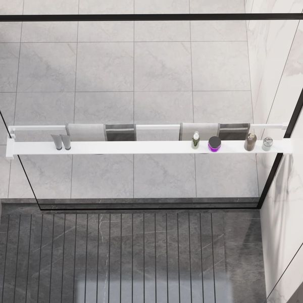 vidaXL Sprchová polica pre sprchový kút biela 115 cm hliník