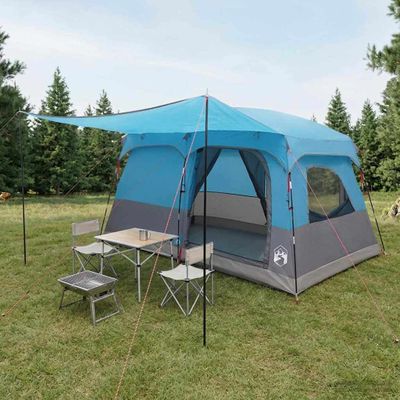 vidaXL Rodinný stan so strechou Modrá 320 x 210 x 180 cm Polyester