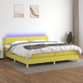 vidaXL Posteľ boxsping s matracom a LED zelená 200x200 cm látka