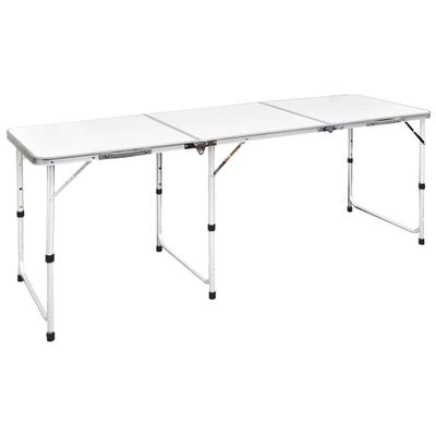 Skladací kempingový stôl z hliníka s nastaviteľnou výškou 180 x 60 cm