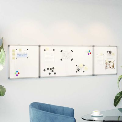 vidaXL Magnetická biela tabuľa skladacia 200x50x1,7 cm hliník