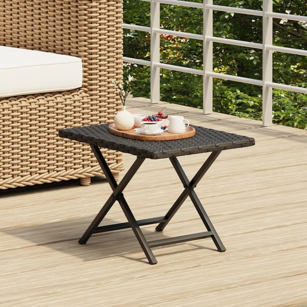 vidaXL Skladací stôl čierny 45x35x32 cm polyratan