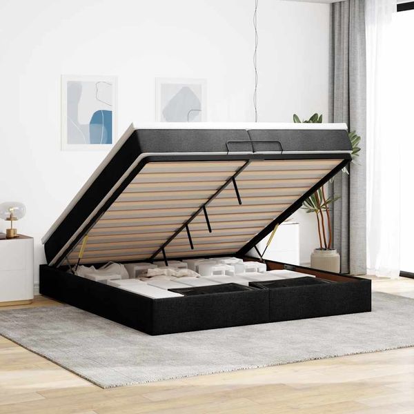 vidaXL Osmanský rám postele s matracmi čierna 200x200 cm látka