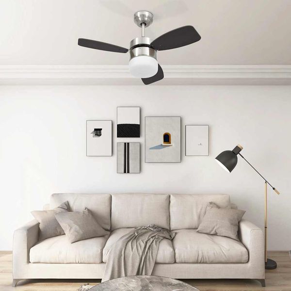 vidaXL Stropný ventilátor so svetlom a ovládačom 76 cm, tmavohnedý