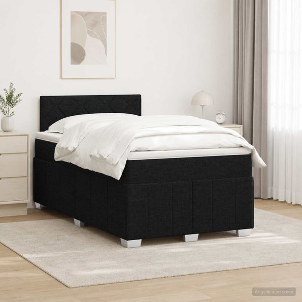 vidaXL Posteľ boxspring s matracom Čierna 120 x 190 cm Látka