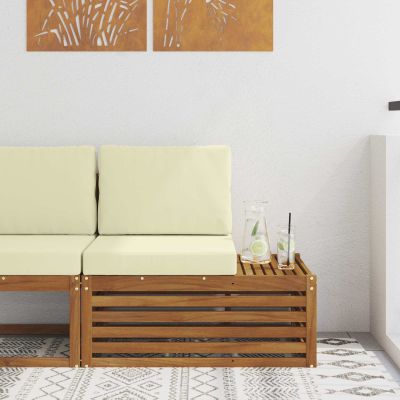 vidaXL Vonkajšia koncová pohovka s vankúšom Prírodná 91 x 63 x 73 cm