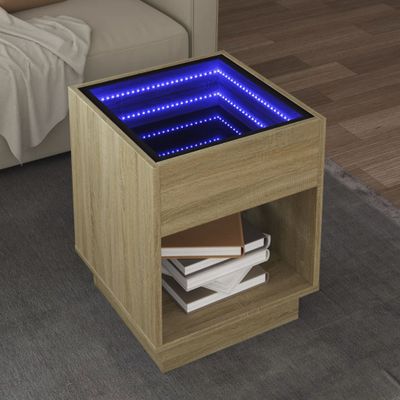 vidaXL Konferenčný stolík s nekonečnými LED dub sonoma 40x40x50 cm